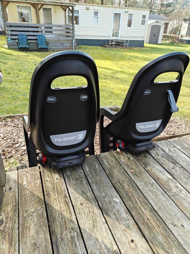 Twee Polisport achterzitjes - ideaal voor tweeling, Fietsen en Brommers, Fietsaccessoires | Fietsstoeltjes, Achterzitje, Voetsteuntjes