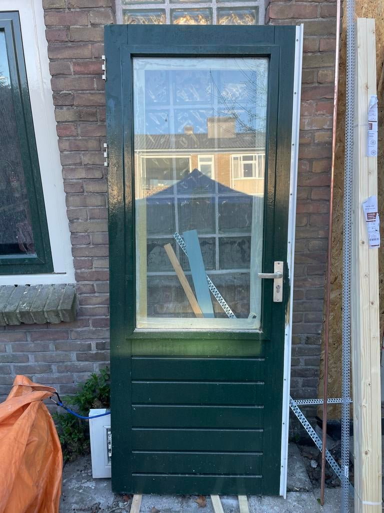 Buitendeur met dubbglas, Ophalen, Gebruikt, Buitendeur, 200 tot 215 cm