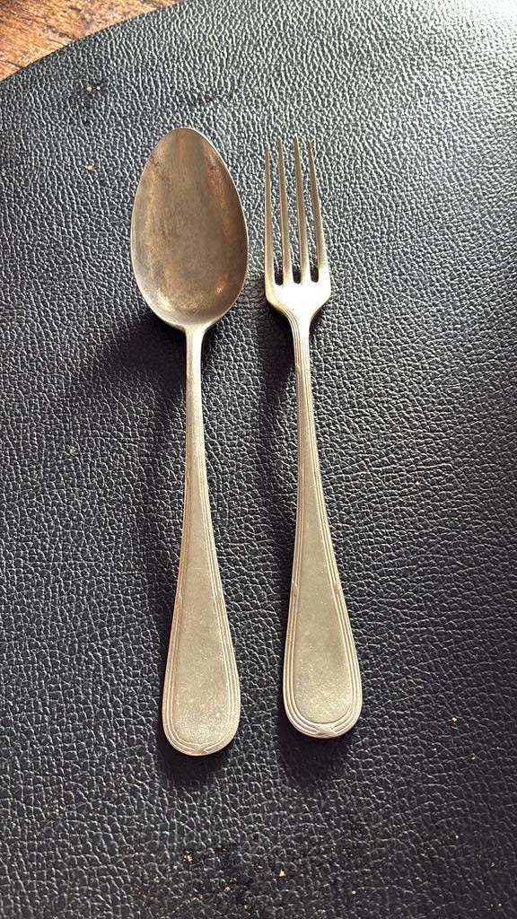 Vork en lepel . Muntzilver, Ophalen of Verzenden