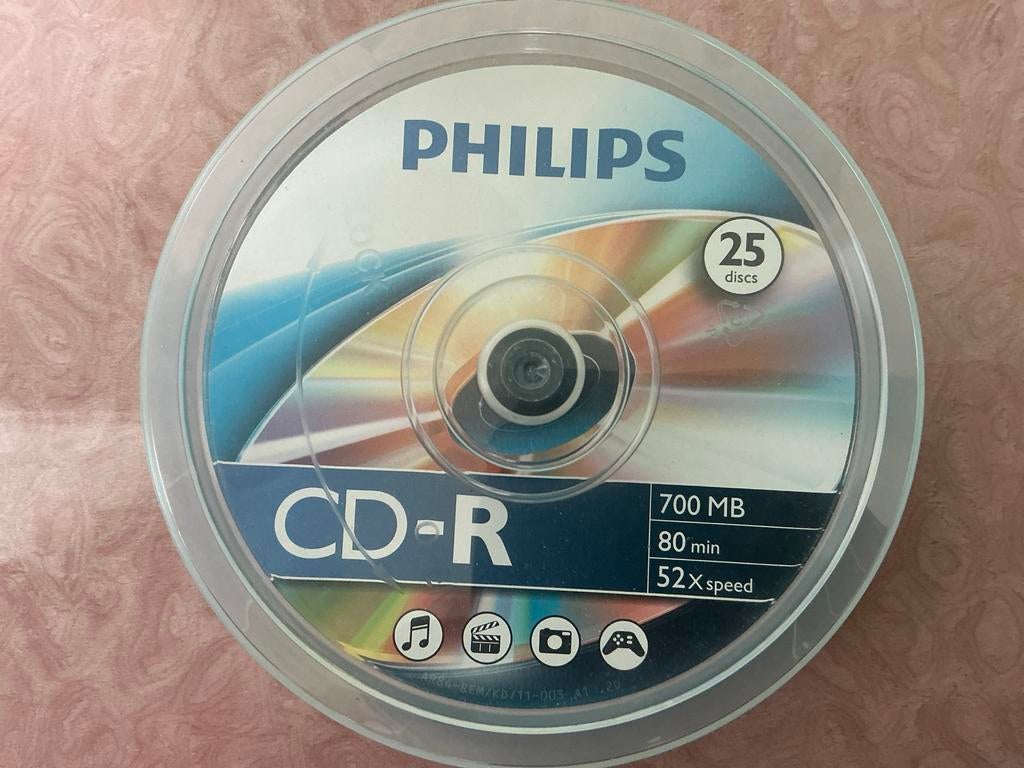 Philips CD-R 700 MB 80 min 52X speed 25 discs, Ophalen of Verzenden, Nieuw, Cd, Op spindel
