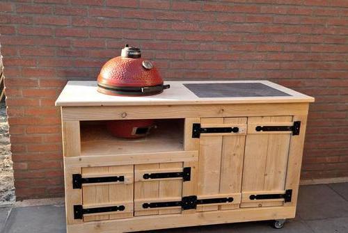 Steigerhouten buitenkeuken voor oa komoda/ green egg, Tuin en Terras, Buitenkeukens, Nieuw, Houtskool, Ophalen