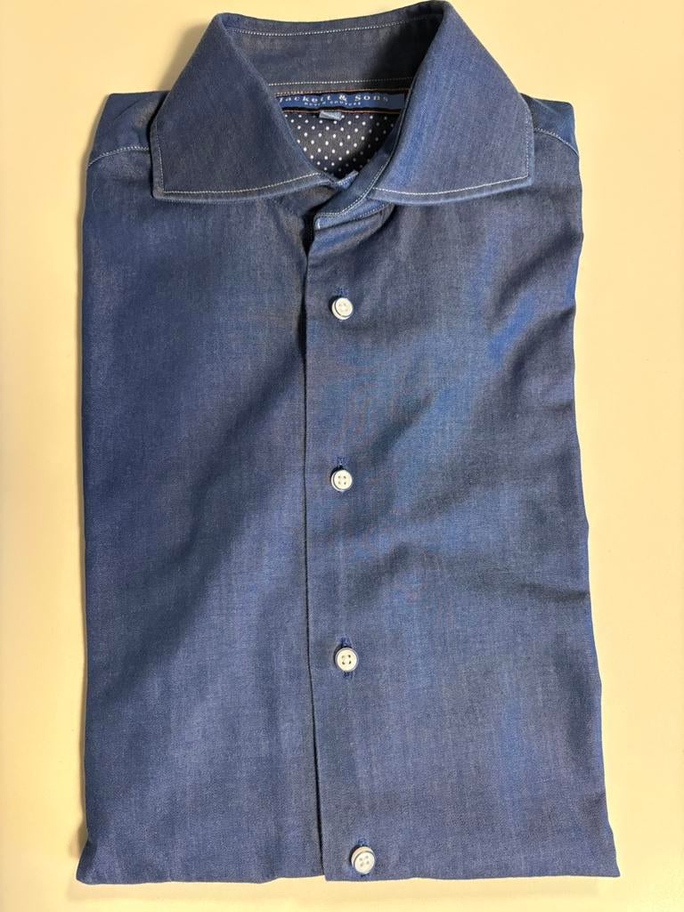 Jackett & Sons - overhemd - heren - mt39/M, Ophalen of Verzenden, Zo goed als nieuw, Blauw, Halswijdte 39/40 (M)