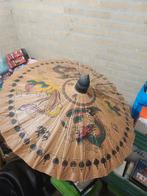 Vintage Oosterse Papieren Parasol met Drakenprint, Sieraden, Tassen en Uiterlijk, Paraplu's, Ophalen of Verzenden, Gebruikt, Bruin