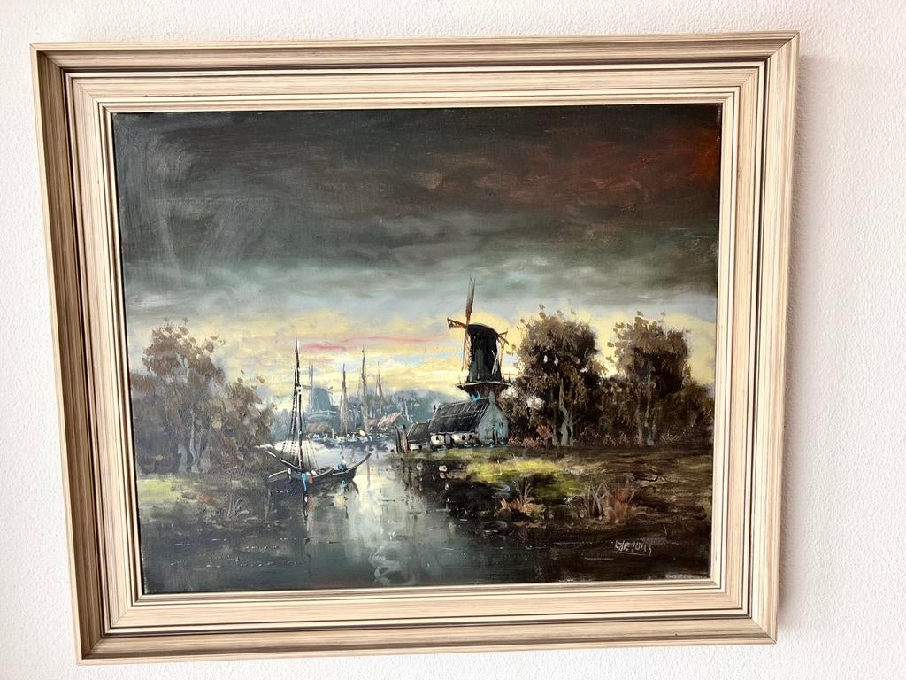 Zonsondergang, Antiek en Kunst, Kunst | Schilderijen | Klassiek, Ophalen