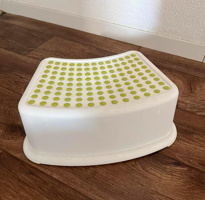Opstapje (badkamer krukje) met antislip, IKEA , wit/groen, Ophalen, Gebruikt