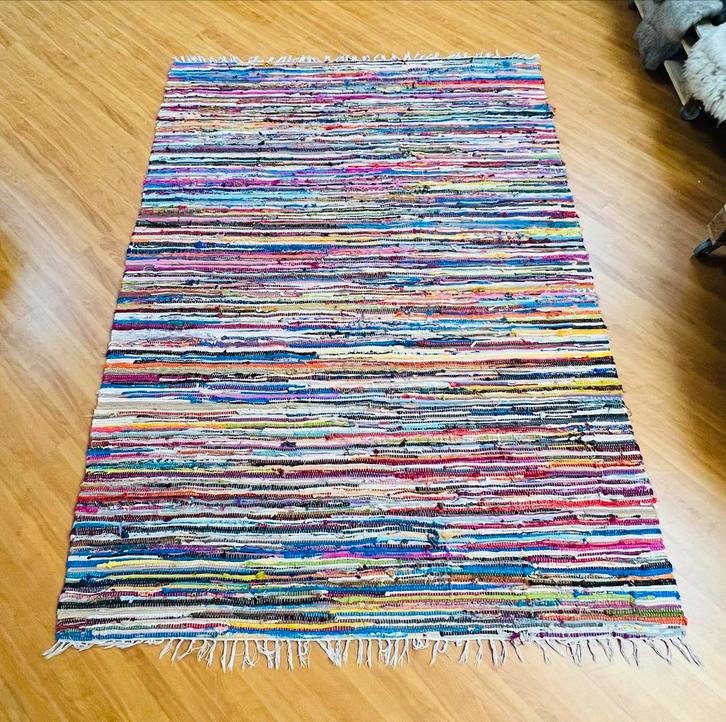 Kleurrijk geweven vloerkleed lappenkleed 235/170 cm, Huis en Inrichting, Stoffering | Tapijten en Kleden, Gebruikt, 100 tot 150 cm