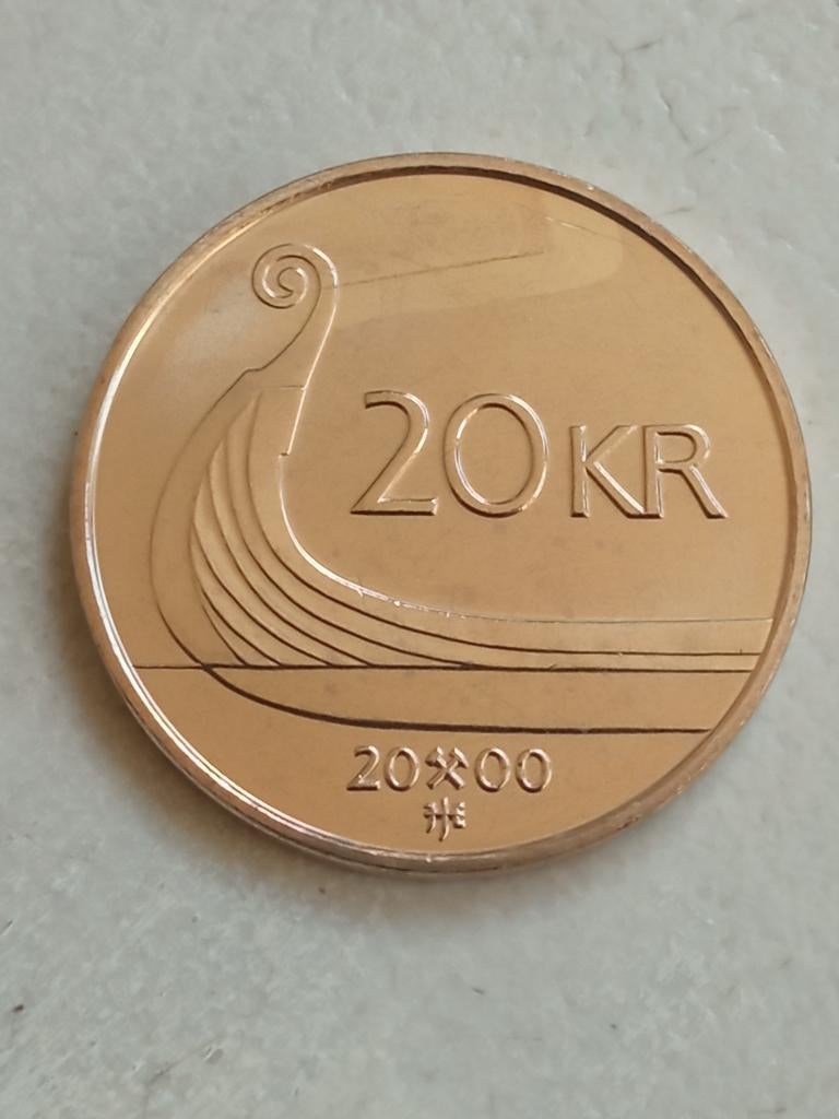 Noorwegen 20 kronen 2000., Postzegels en Munten, Munten | Europa | Niet-Euromunten, Ophalen of Verzenden, Overige landen, Losse munt