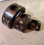 Vintage retro houten Scandinavische kaarsenhouder kandelaar, Bruin, Ophalen of Verzenden, Zo goed als nieuw, Hout