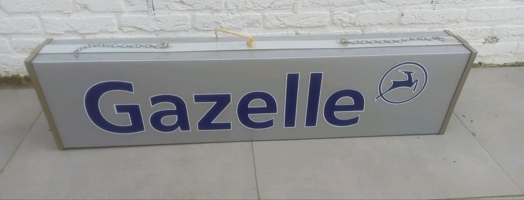 Vintage dubbelzijdige Gazelle Lichtbak - Reclamebord, Verzamelen, Ophalen, Gebruikt, Lichtbak of (neon) lamp