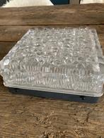 RZB Plafonniere reliefglas/metaal jaren 70, Huis en Inrichting, Ophalen of Verzenden, Zo goed als nieuw, Glas, Vintage