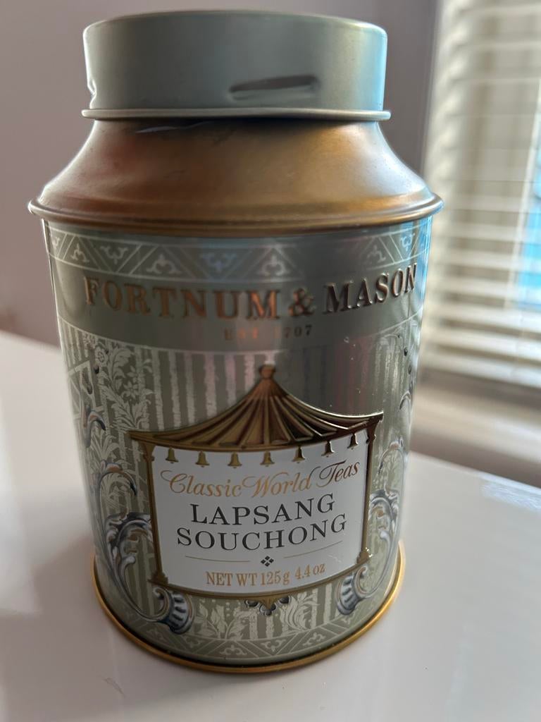 Fortnum & Mason Theeblik Lapsang Souchong - Vintage Stijl, Ophalen of Verzenden, Zo goed als nieuw, Thee, Overige merken