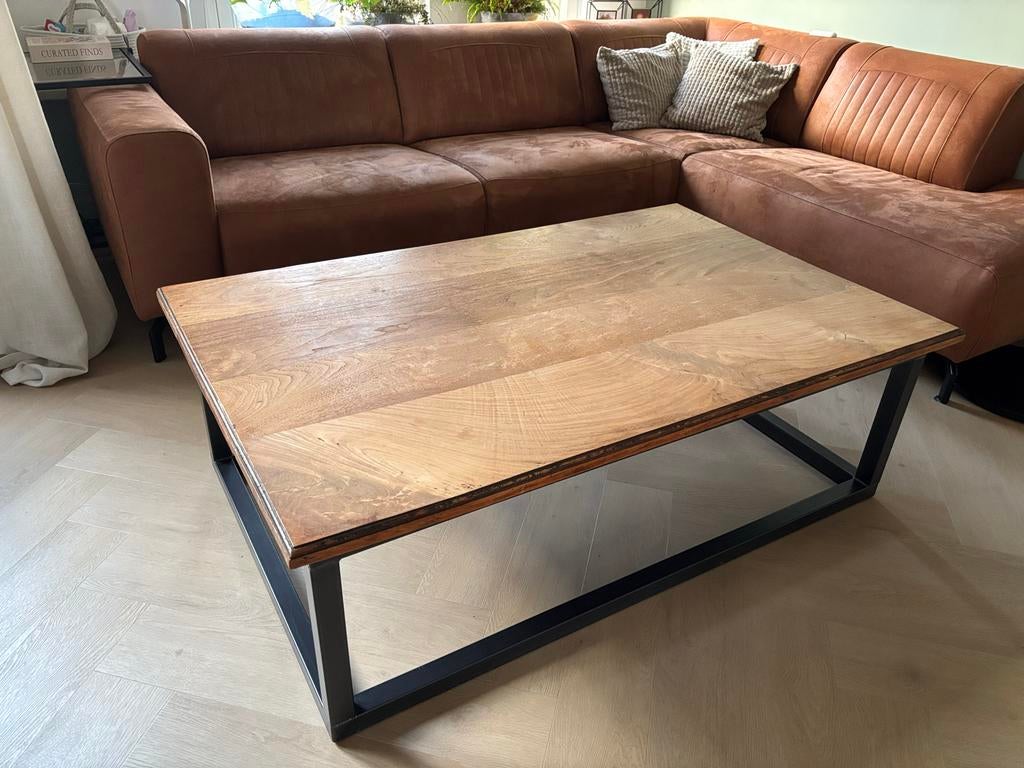 Salontafel Teak Onbehandeld 87x138 cm, Ophalen, Gebruikt, 100 tot 150 cm, Teakhout