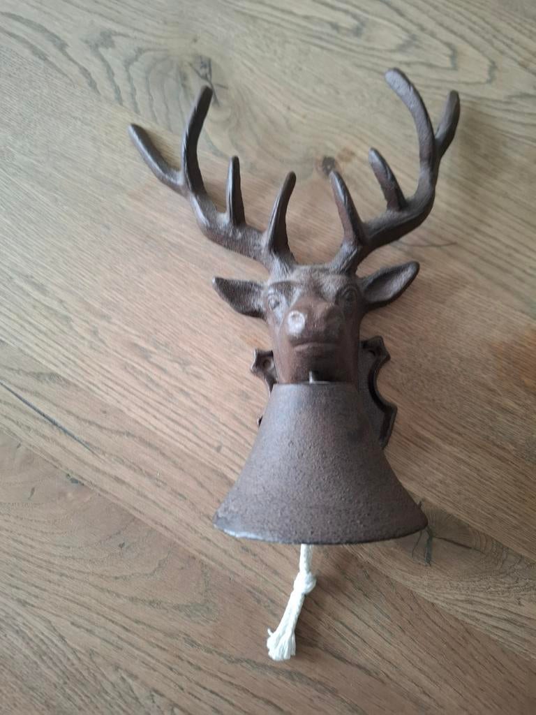 Gietijzeren Hertenkop Deurbel - Rustieke Decoratie, Ophalen of Verzenden, Gebruikt