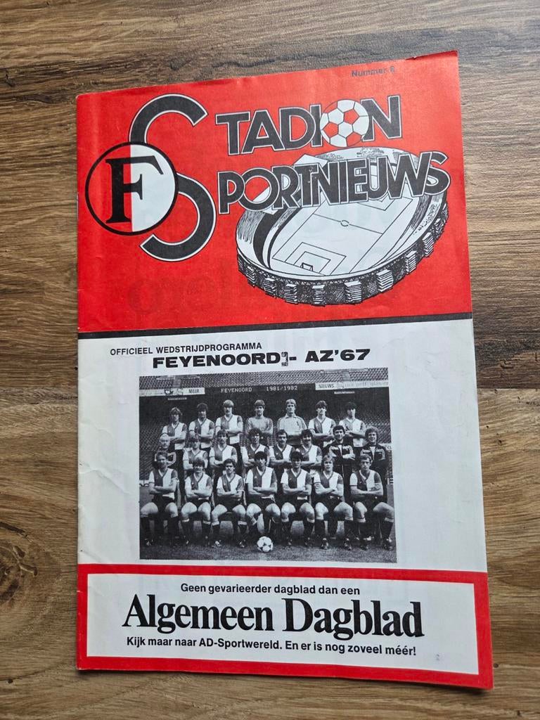 Wedstrijdprogramma Feyenoord-AZ'67 1981, Ophalen of Verzenden, Gebruikt, AZ