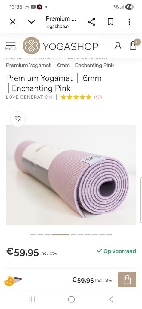 Nieuwe Love Generation yogamat, Sport en Fitness, Yoga en Pilates, Ophalen of Verzenden, Nieuw, Yogamat