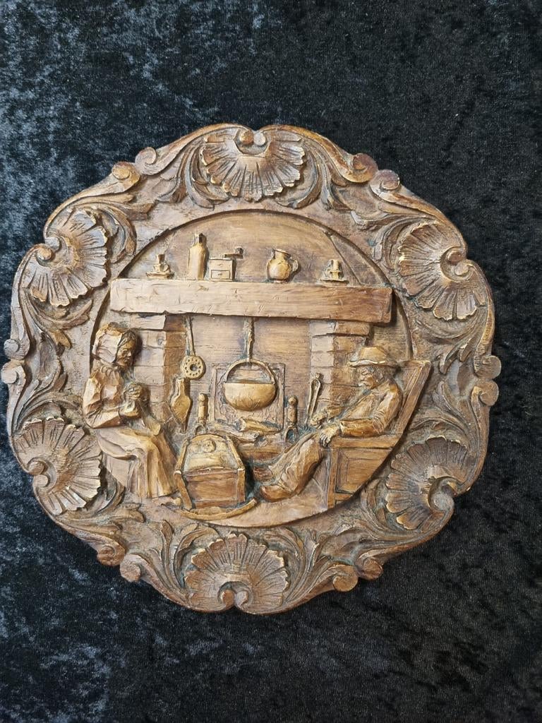 Muurplaquette houtsnijwerk, Antiek en Kunst, Ophalen of Verzenden