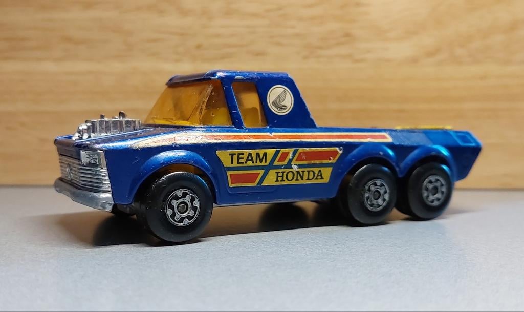 Vintage Matchbox Team Honda 6-wieler Truck, Hobby en Vrije tijd, Modelbouw | Auto's en Voertuigen, Overige merken, Gebruikt, 1:50 of kleiner
