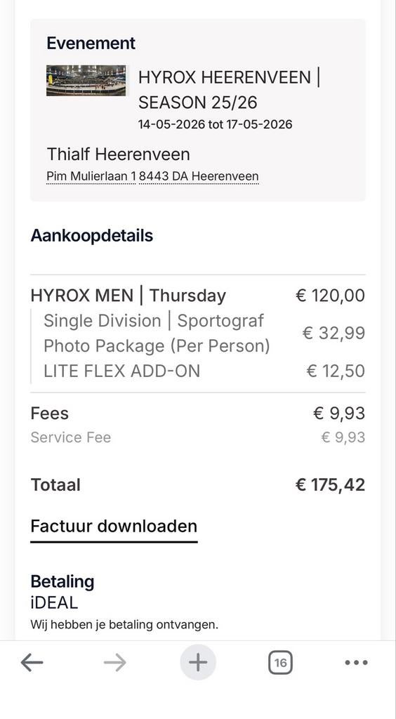 Ruilen Hyrox Heerenveen 14 mei (2 x single voor double), Twee personen