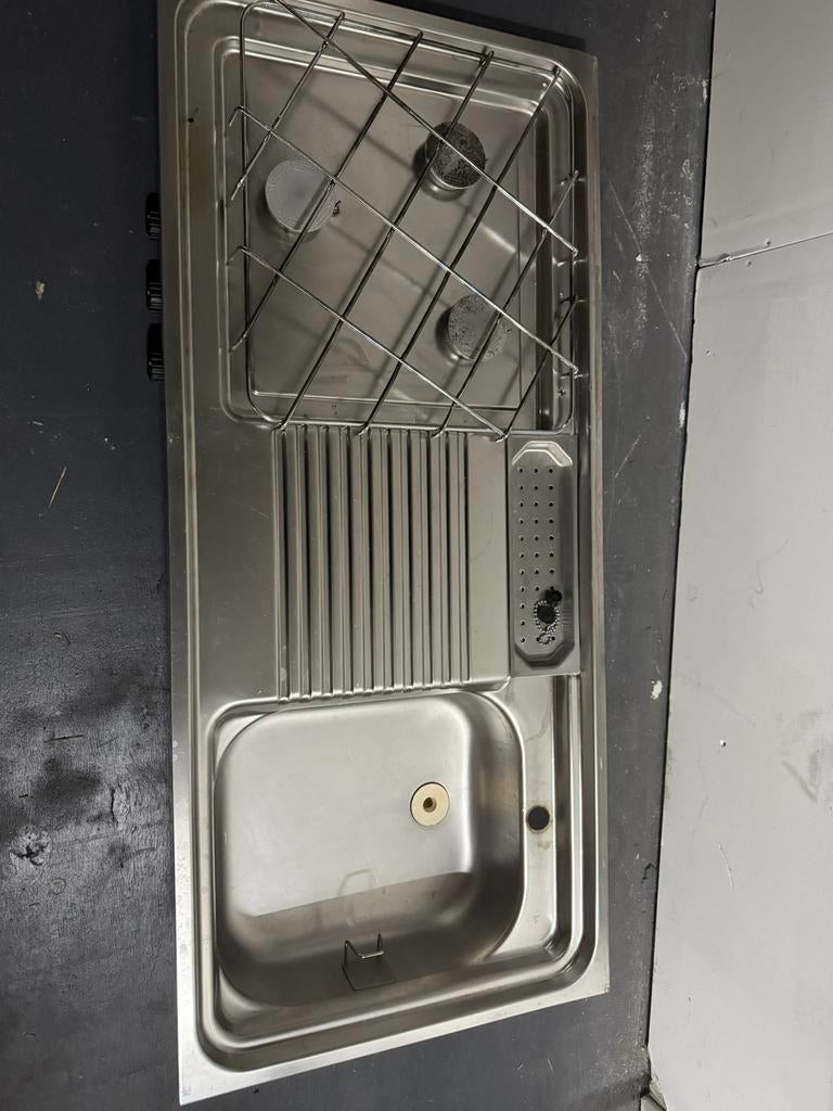 Originele Hobby 430 Keukenunit - RVS Gootsteen  Gasfornuis, Ophalen, Zo goed als nieuw