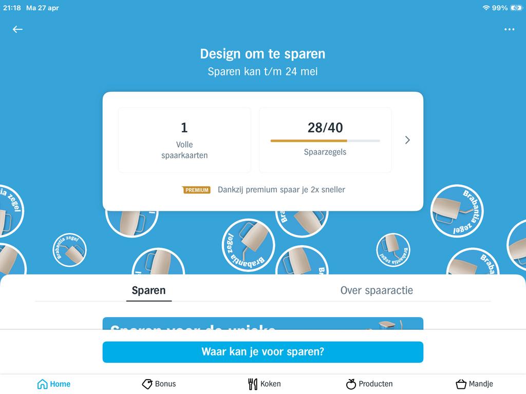 1 spaarkaart AH Brabantia