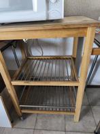 Houten keukentrolley met metalen rekken, Huis en Inrichting, Keuken | Keukenbenodigdheden, Gebruikt, Hout, Keukentrolley, Ophalen of Verzenden