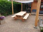 Robuuste Boomstam Picknicktafel - bouwpakket!, Tuin en Terras, Ophalen, Nieuw, Rechthoekig, Hout