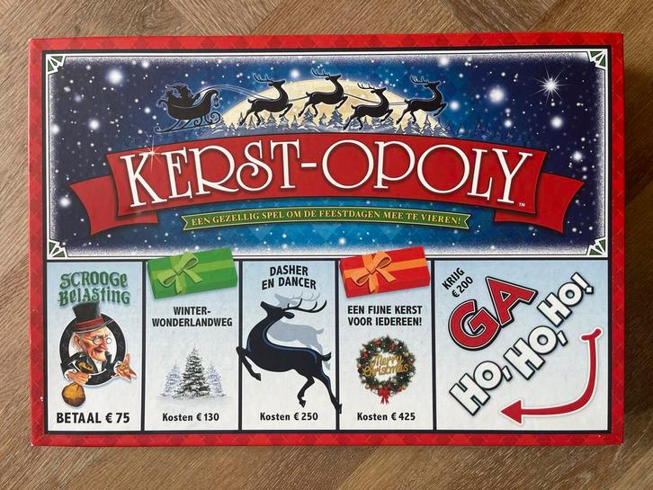 Kerst-opoly - Kerst variant op Monopoly, Hobby en Vrije tijd, Gezelschapsspellen | Bordspellen, Nieuw, Drie of vier spelers, Vijf spelers of meer