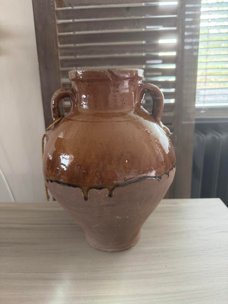 Antieke aardewerken kruik met handvatten, Antiek en Kunst, Antiek | Vazen, Ophalen of Verzenden