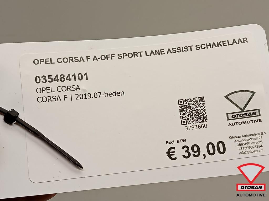 Opel Corsa F A-OFF Sport Lane assist Schakelaar 035484101, Auto-onderdelen, Dashboard en Schakelaars, Gebruikt, Opel Automobile GmbH