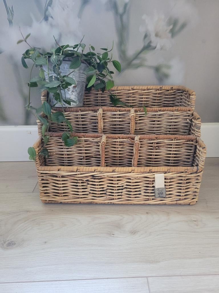 Rustic rattan rotan organiser mand bureau RM Riviera Maison, Gebruikt, Mand, Verzenden, Riet