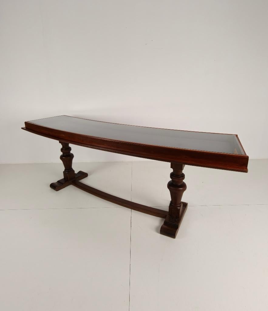 Eiken vitrinekast jaren 940–50 Horizontaal gebogen model, Ophalen of Verzenden