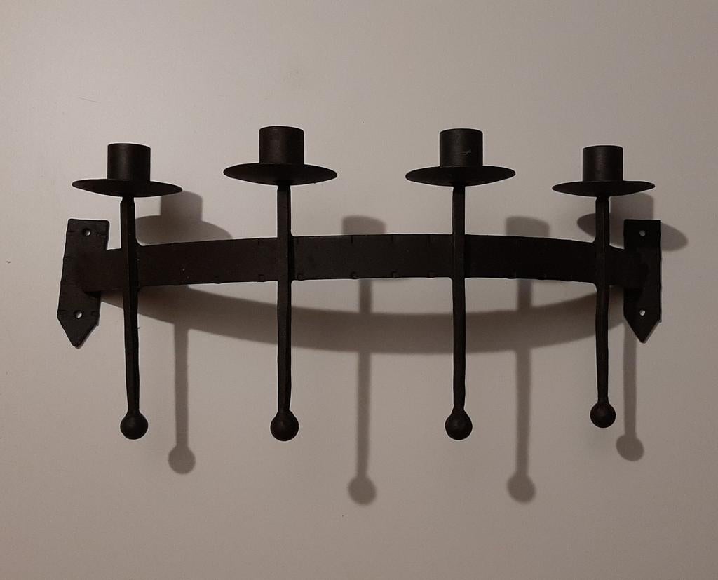 Smeedijzeren kandelaar muurkandelaar, Ophalen of Verzenden