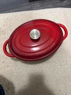 Rode gietijzeren braadpan / stoofpan, Ophalen of Verzenden, Zo goed als nieuw, Koekenpan of Braadpan, Gietijzer