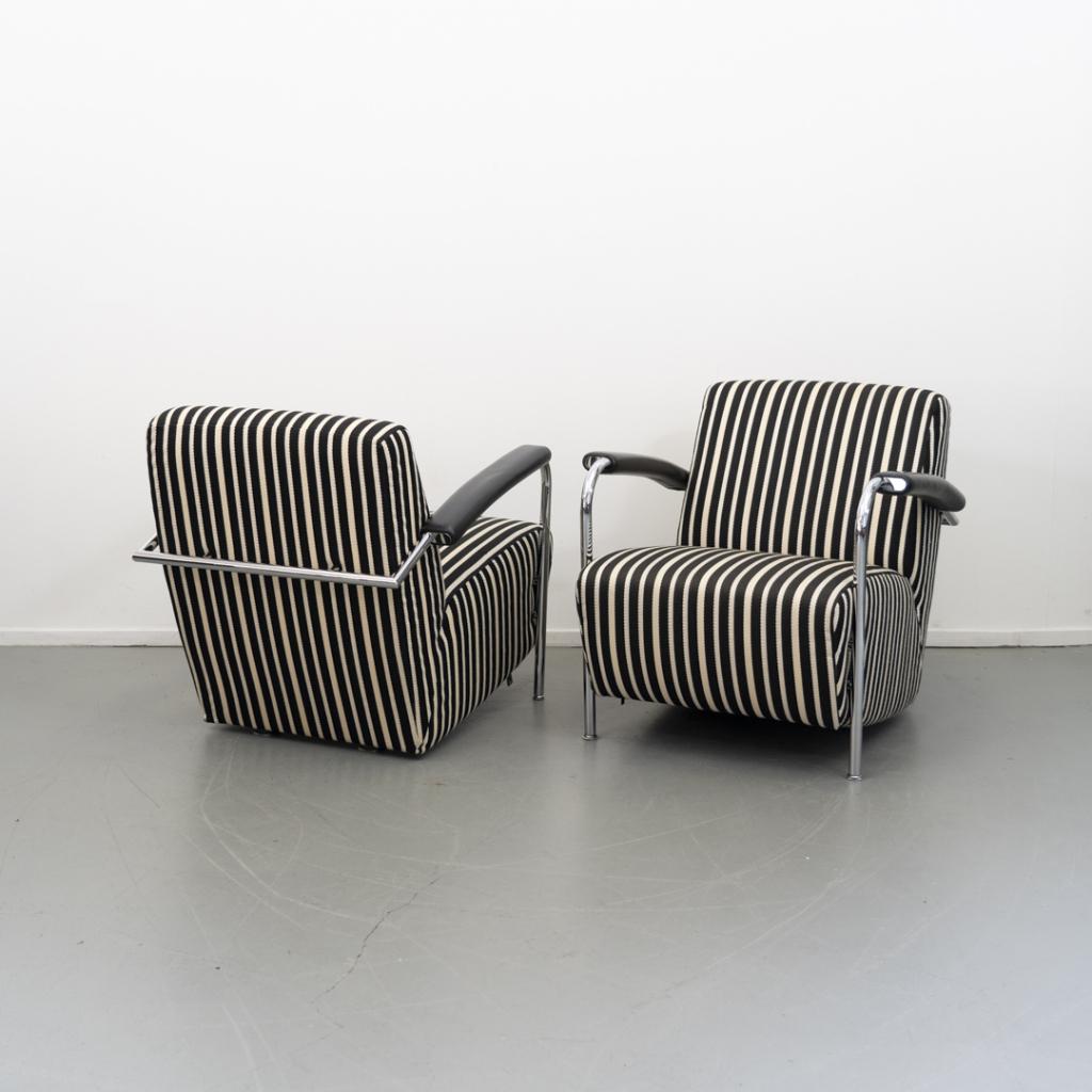 2x Leolux Scylla fauteuils zwart/wit gestreept, Huis en Inrichting, Niet ingevuld, Niet ingevuld, Ophalen of Verzenden, Zo goed als nieuw