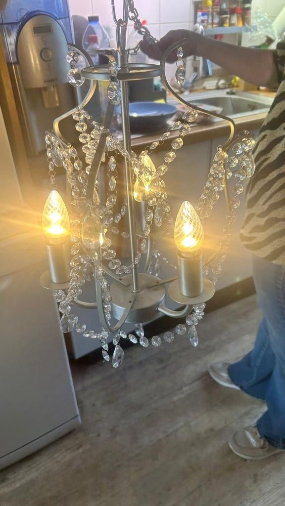 Leuke hanglamp met kristallen, Ophalen, Gebruikt, Klassiek, Sfeervol, Overige materialen
