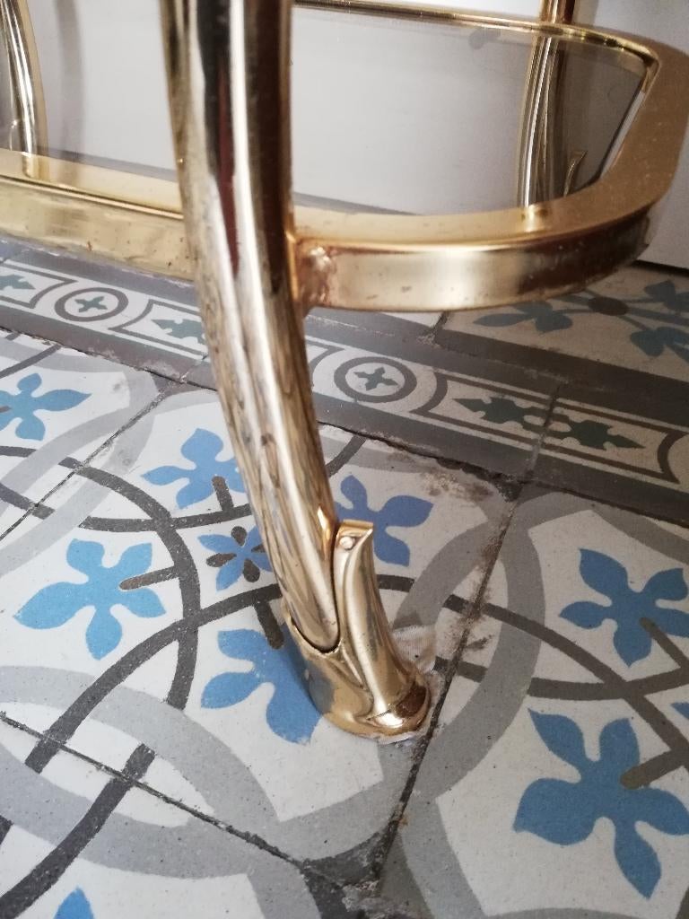 Supergaaf, zwaar uitgevoerd vintage bijzettafel, theetafel, Ophalen, Vintage, Zo goed als nieuw, Goud