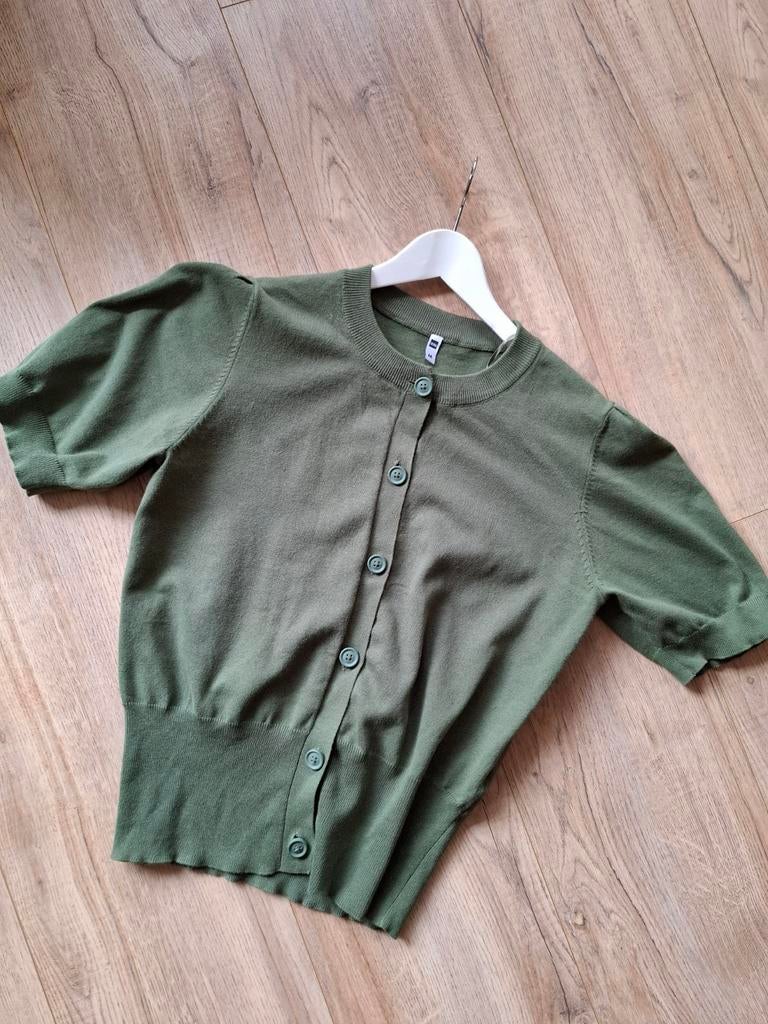 Gaaf groen zomervestje met korte pofmouwtjes, M, Hema, Maat 38/40 (M), Ophalen of Verzenden, Zo goed als nieuw, Korte mouw