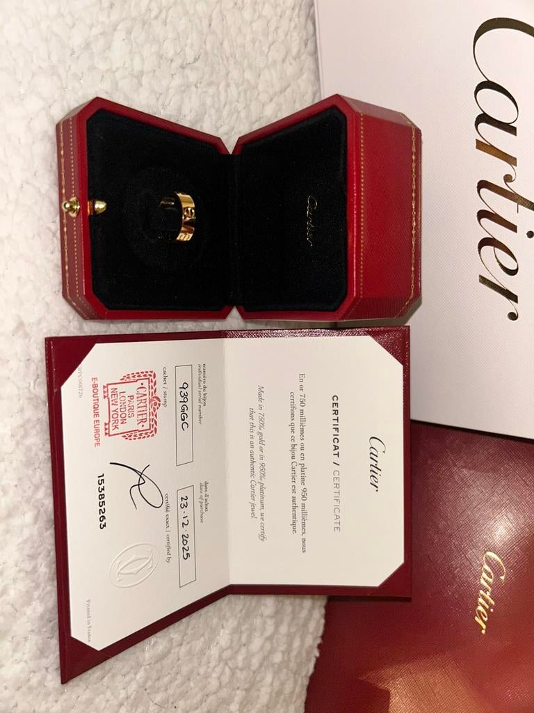 Cartier Love Ring Classic 18K Geelgoud Maat 49 Complete Set, Sieraden, Tassen en Uiterlijk, Ophalen of Verzenden, Dame, Goud, Goud