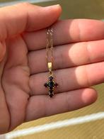 Ketting goud met granten hanger kruis, Ophalen of Verzenden, Zo goed als nieuw, Met edelsteen, Goud