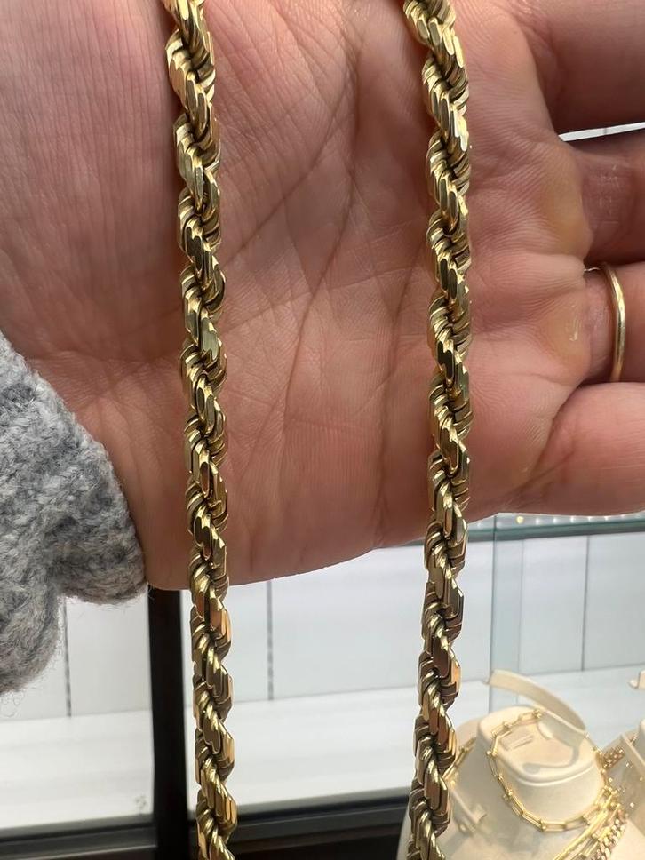 18k gouden rope ketting massief 110 gram, Sieraden, Tassen en Uiterlijk, Kettingen, Zo goed als nieuw, Goud, Ophalen of Verzenden