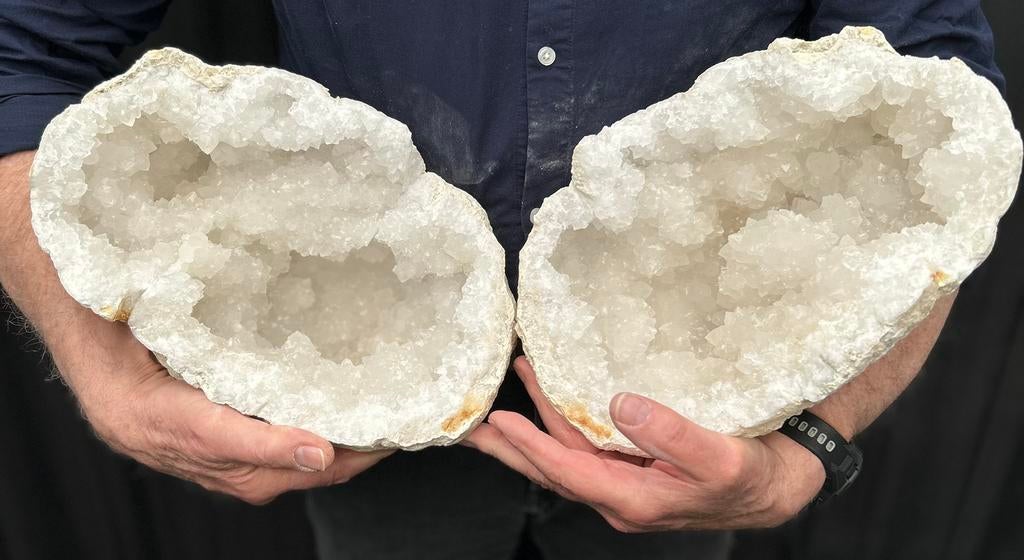 XL Calciet geode, 2 aansluitende halve calciet, 1 grote bol, Ophalen of Verzenden