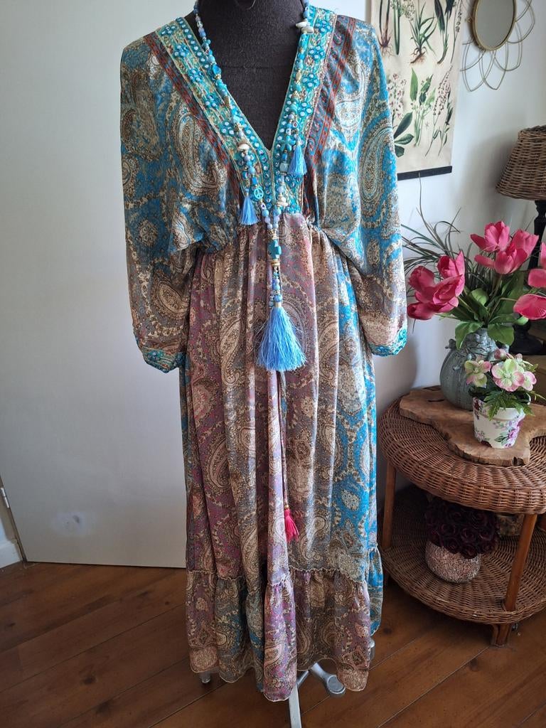 Ibiza boho style jurk one size  m l xl, Ophalen of Verzenden, Zo goed als nieuw, Maat 42/44 (L), Onder de knie