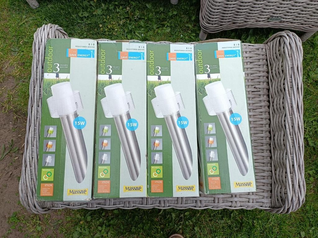 4 Nieuwe Massive Buitenlampen, Tuin en Terras, Buitenverlichting, Ophalen of Verzenden