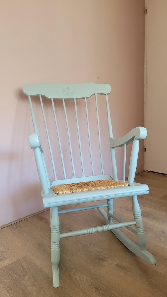 Houten schommelstoel met rieten zitting - Babykamer, Ophalen, Gebruikt, Overige kleuren, Hout