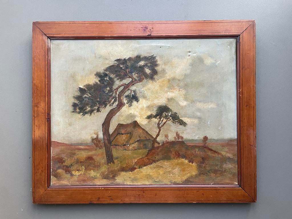 Schilderij heidelandschap, Antiek en Kunst, Kunst | Schilderijen | Klassiek, Ophalen