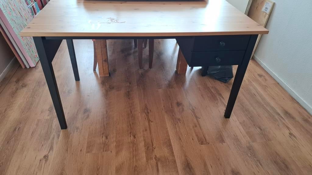 IKEA bureau, zwart met 2 lades, Ophalen, Gebruikt