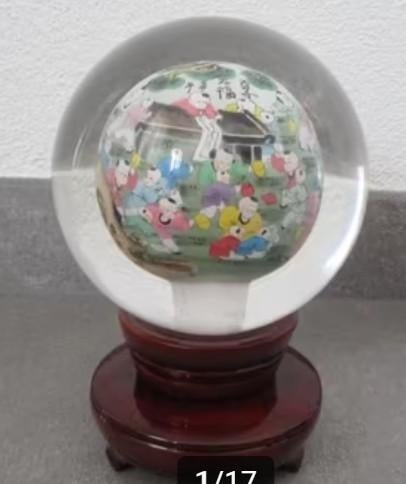 Oude Chinese 'binnenkant' handgeschilderde glazen bol, Overige typen, Glas, Minder dan 20 cm, Verzenden