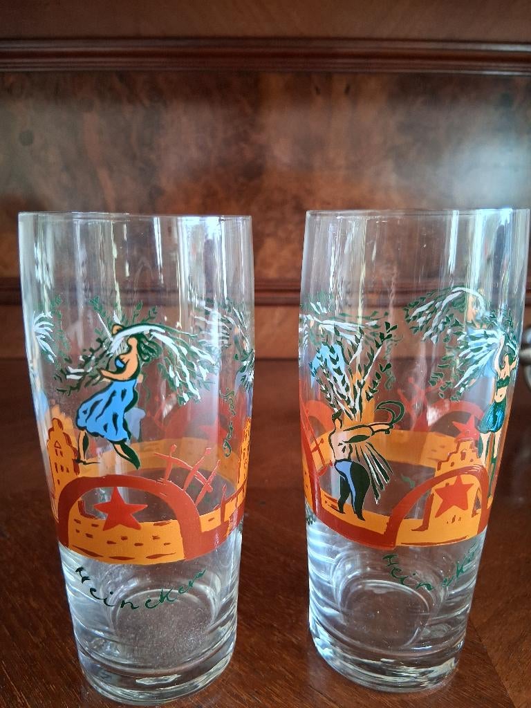 Heineken glazen fluitje uniek design 1996, Verzamelen, Ophalen of Verzenden, Zo goed als nieuw, Glas of Glazen, Heineken