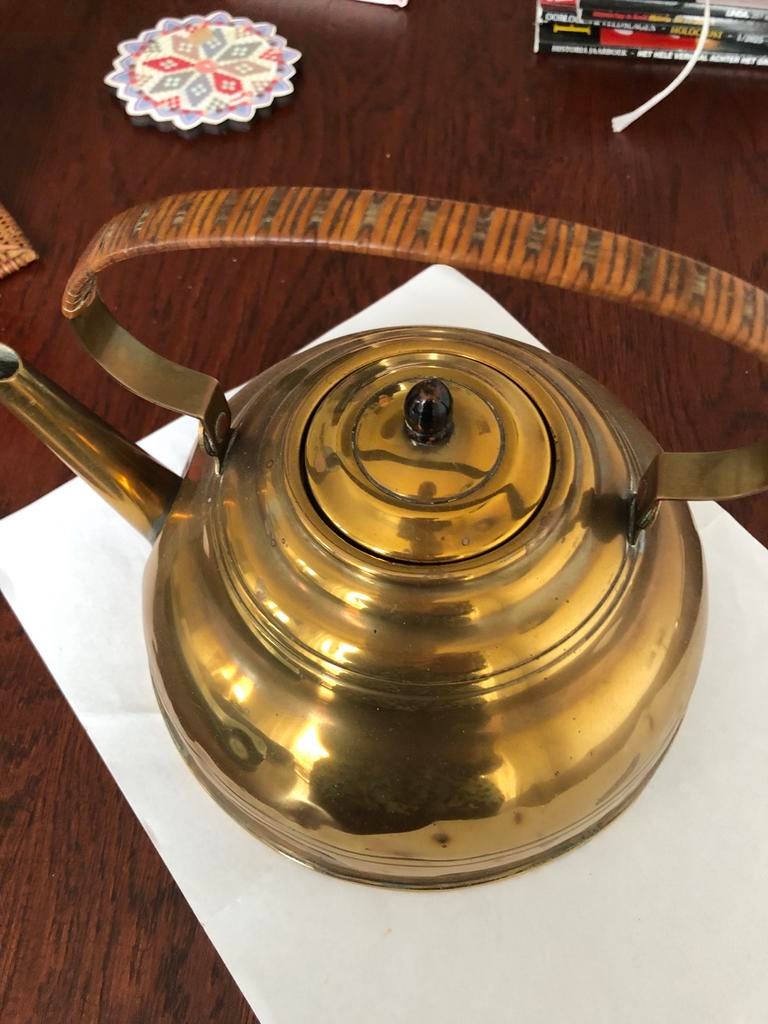 Vintage Koperen Ketel met Houten Handvat, Antiek en Kunst, Ophalen of Verzenden, Koper