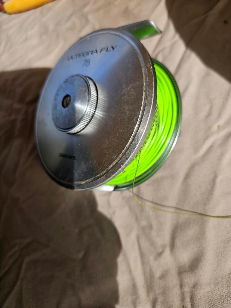 Shimano Ultegra Fly 78 vliegenreel met lijn en voorslag, Ophalen of Verzenden, Zo goed als nieuw, Molen